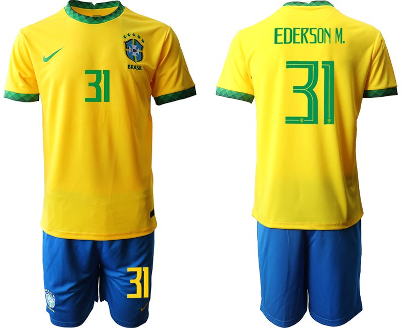 Brasilien Herren Heimtrikot 2020/21 in gelb mit Aufdruck EDERSON M. 31