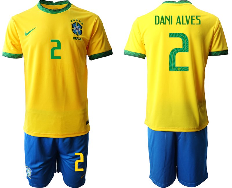 Brasilien Home Stadium Trikot 2020-21 gelb mit Aufdruck Dani Alves 2