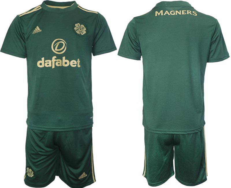 Celtic FC 21/22 Auswärts-Trikot Dark Green Herren Trikotsatz Kurzarm + Kurze Hosen