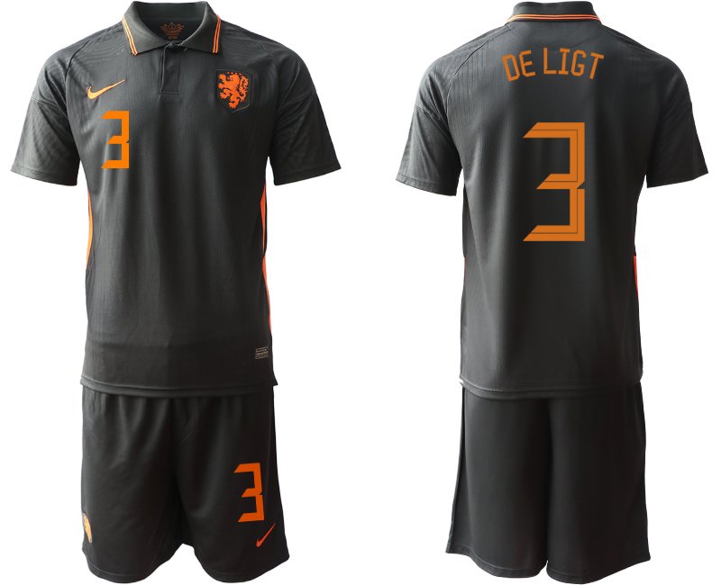 DE LIGT 3 Niederlande Auswärtstrikot 2020-2021 schwarz EM Away Herren