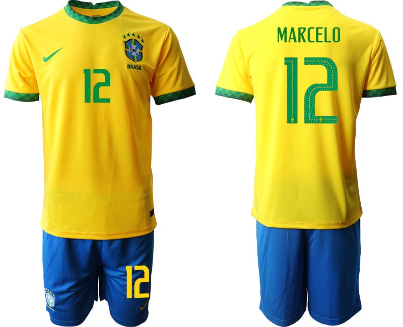 Fußball Trikot Brasilien Heimtrikot 2020/21 in gelb mit Aufdruck Marcelo 12