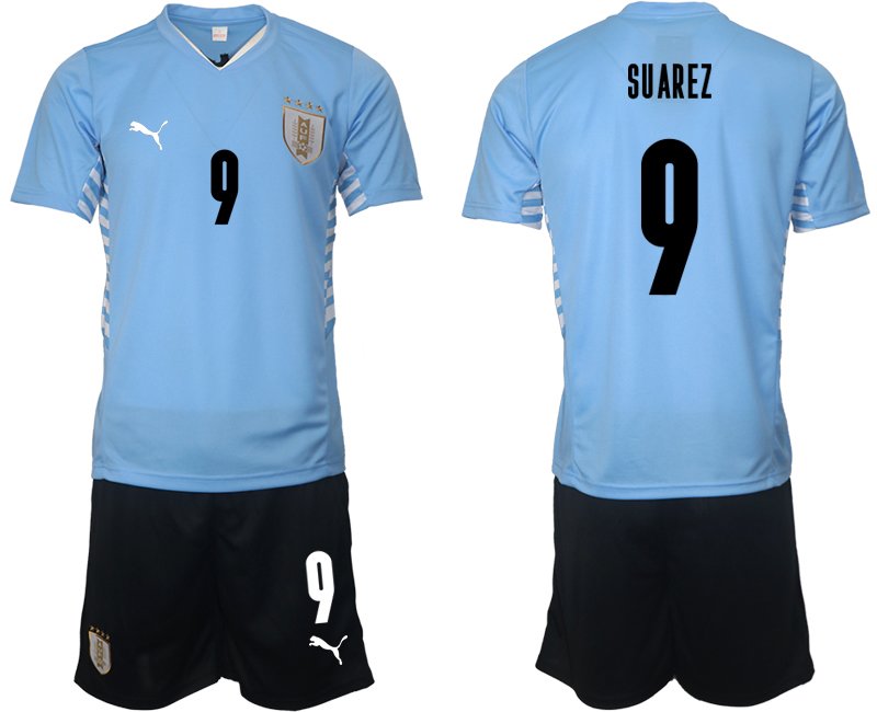Fußballtrikot Herren Uruguay 2021/22 Heimtrikot hellblau mit Aufdruck SUAREZ 9