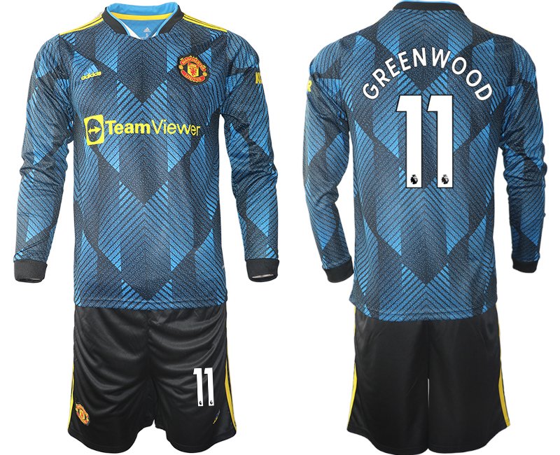 Manchester United Ausweichtrikot 2021/22 Langarm Trikotsatz mit Aufdruck Greenwood 11