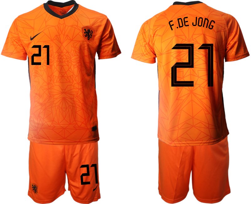 Niederlande Heimtrikot Orange EM 2020/21 mit Aufdruck F. De Jong 21