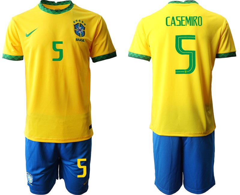 Offizielle Trikots Brasilien Nationalmannschafts 21/22 Heimtrikot gelb mit Aufdruck CASEMIRO 5