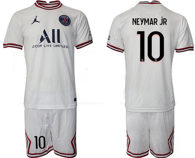 Paris Saint-Germain 4th Shirt 2021/22 Fourth Trikot PSG weiß mit Aufdruck Neymar jR 10