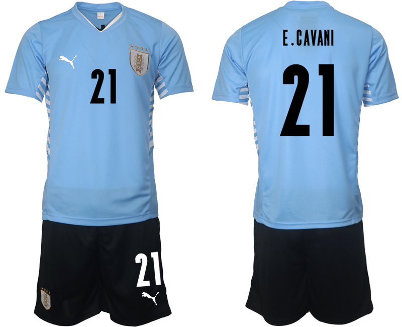 Uruguay 2021/2022 Heimtrikot hellblau Herren Trikotsatz mit Aufdruck E.Cavani 21