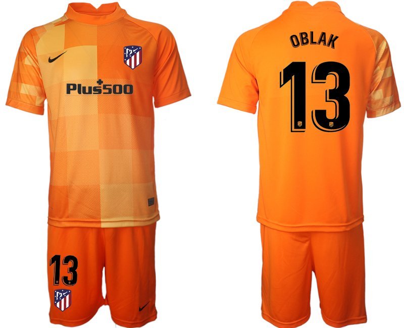 Atlético Madrid Torwarttrikot Orange Trikotsatz Kurzarm + Kurze Hosen mit Aufdruck OBLAK 13