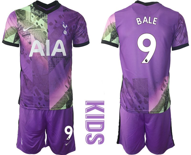 BALE 9 Tottenham Drittes Trikot 2021/22 Kinder Trikotsatz Kurzarm + Kurze Hosen