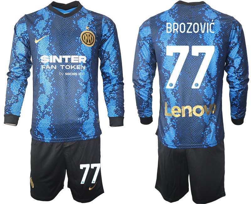 Brozović 77 Inter Milan 2021/22 Heimtrikot blau Langarm + Kurze Hosen