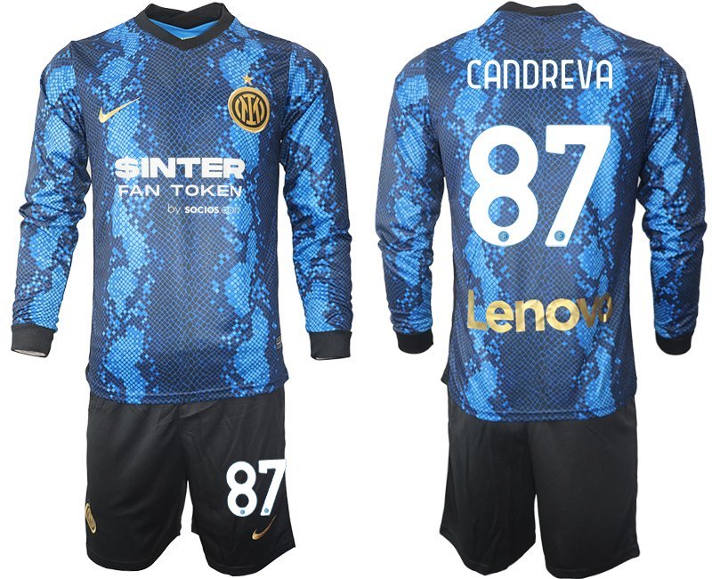 Candreva 87 Inter Milan 2021-22 Heimtrikot blau Langarm + Kurze Hosen