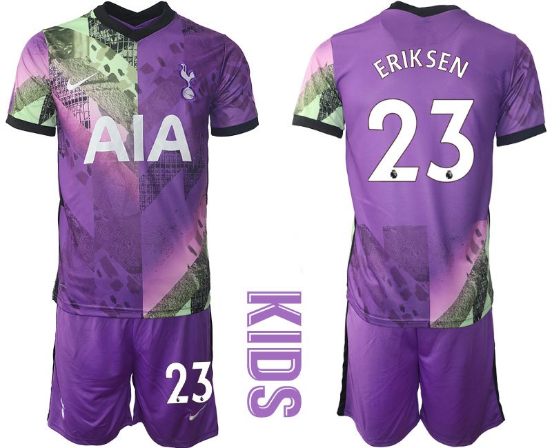 ERIKSEN 23 Tottenham Drittes Trikot 2021/22 Kinder Trikotsatz Kurzarm + Kurze Hosen