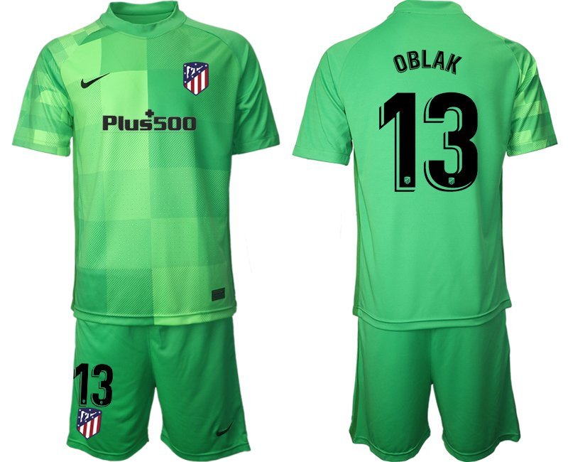 Goalkeeper OBLAK 13 Atlético Madrid Torwarttrikot Grün Trikotsatz Kurzarm + Kurze Hosen