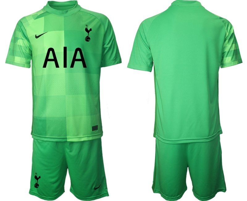 Günstige Tottenham Hotspur 2021-22 Torwarttrikot grün Trikotsatz Kurzarm + Kurze Hosen