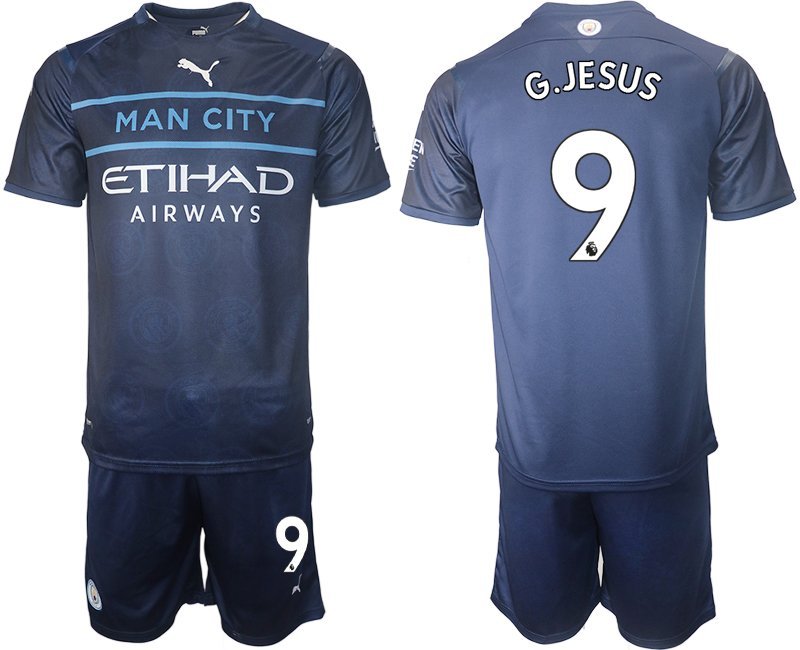Herren Ausweichtrikot Manchester City 2021-22 blau-weiss Drittes Trikot G.Jesus 9