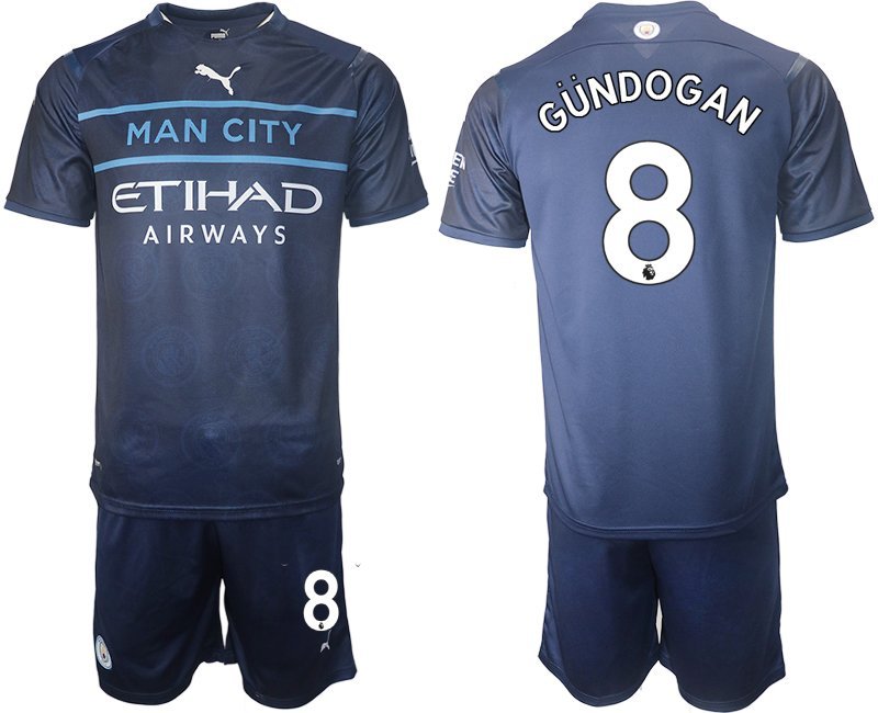 Herren Ausweichtrikot Manchester City 2021-22 blau-weiss Drittes Trikot Gündogan 8