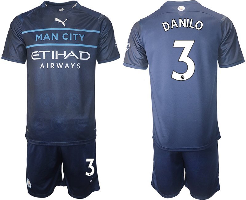 Herren Ausweichtrikot Manchester City 2021-22 blau-weiss Drittes Trikot mit Aufdruck Danilo 3