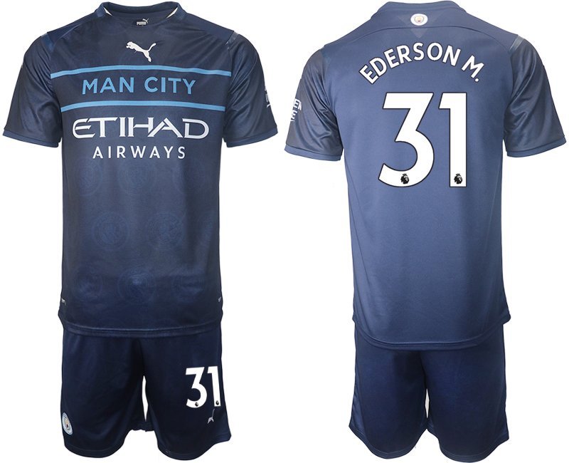 Herren Ausweichtrikot Manchester City 2021/22 blau-weiß Drittes Trikot mit Aufdruck Ederson M.31