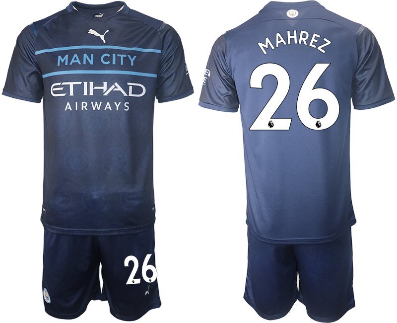 Herren Ausweichtrikot Manchester City 2021/22 blau-weiß Drittes Trikot mit Aufdruck Mahrez 26