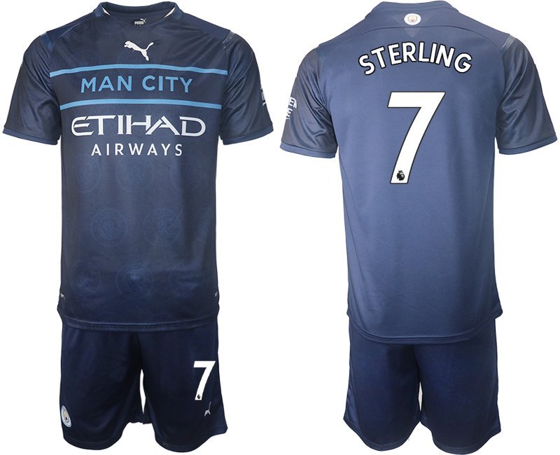 Herren Ausweichtrikot Manchester City 2021-22 blau-weiss Drittes Trikot mit Aufdruck Sterling 7