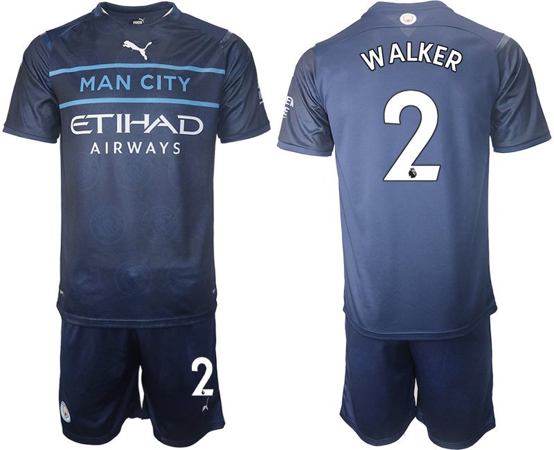 Herren Ausweichtrikot Manchester City 2021-22 blau-weiss Drittes Trikot mit Aufdruck Walker 2