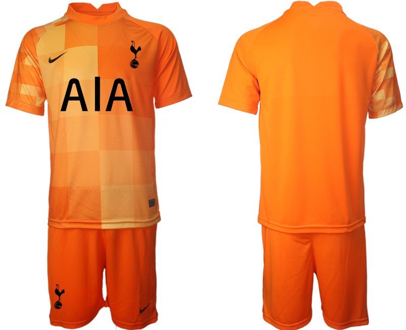 Herren Tottenham Hotspur 2021-22 Torwarttrikot Orange Trikotsatz Kurzarm + Kurze Hosen