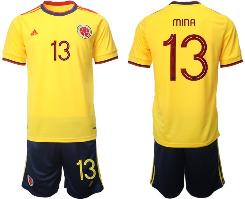 Herren Trikotsatz Kurzarm Kolumbien Heimtrikot 2021 Copa America Trikot Gelb Mina 13
