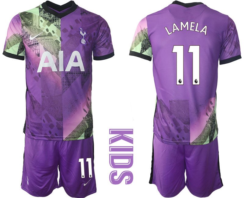 Kinder Tottenham Hotspur Drittes Trikot 2021-22 Trikotsatz Kurzarm mit Aufdruck LAMELA 11