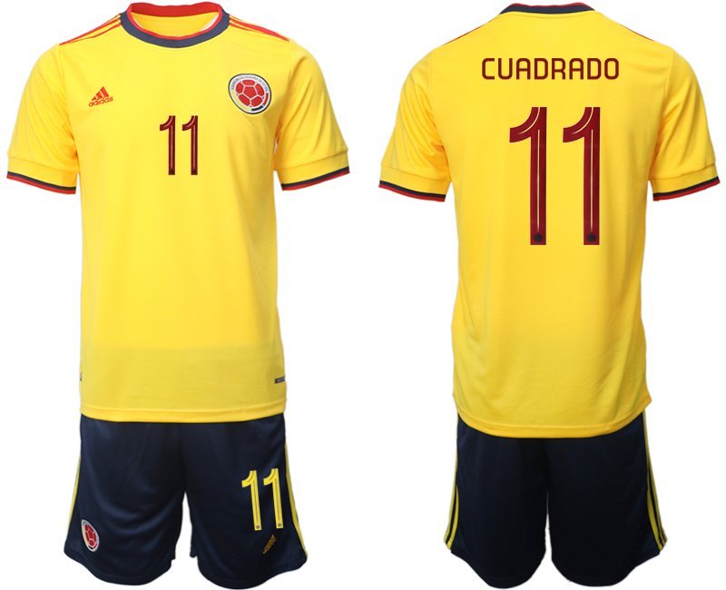 Kolumbien Heimtrikot 2021 Copa America Trikot Gelb Herren Trikotsatz Kurzarm Cuadrado 11