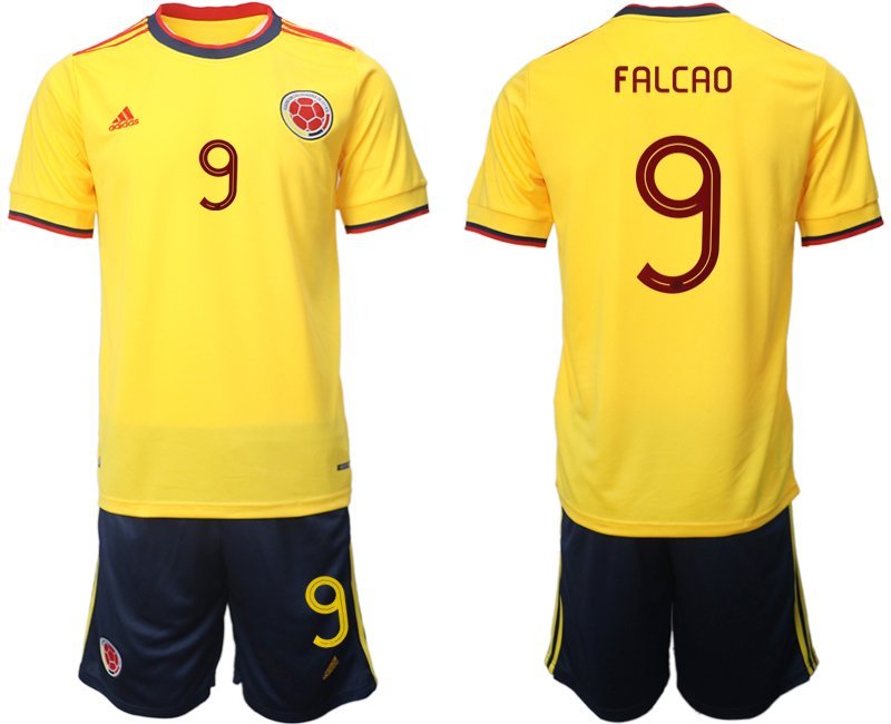 Kolumbien Heimtrikot 2021 Copa America Trikot Gelb Herren Trikotsatz Kurzarm Falcao 9