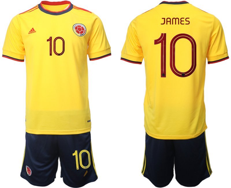 Kolumbien Heimtrikot 2021 Copa America Trikot Gelb Herren Trikotsatz Kurzarm James 10