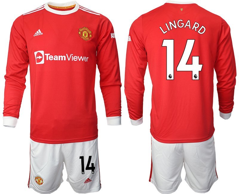 Lingard 14 Manchester United 2021-22 rot Langarm Heimtrikot + Kurze Hosen Herren