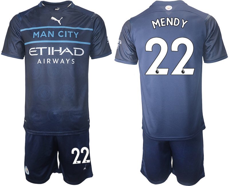 MENDY 22 Manchester City 2021-22 Ausweichtrikot blau-weiß Herren
