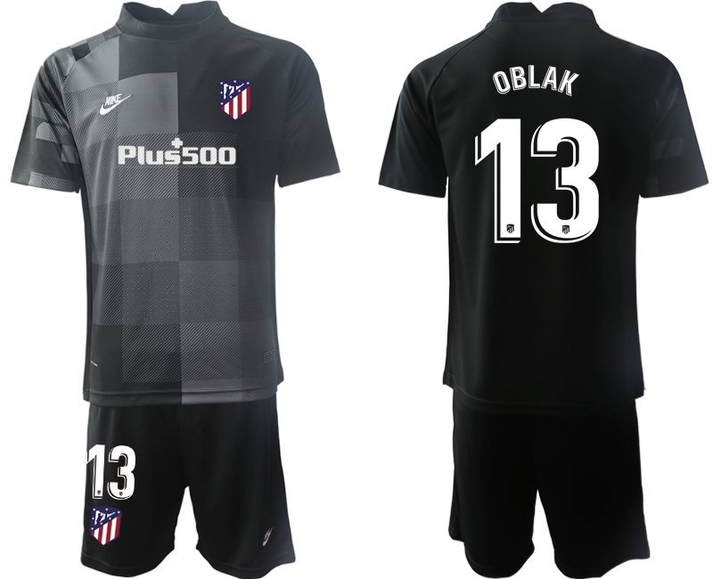 OBLAK 13 Atlético Madrid Torwarttrikot schwarz Trikotsatz Kurzarm + Kurze Hosen