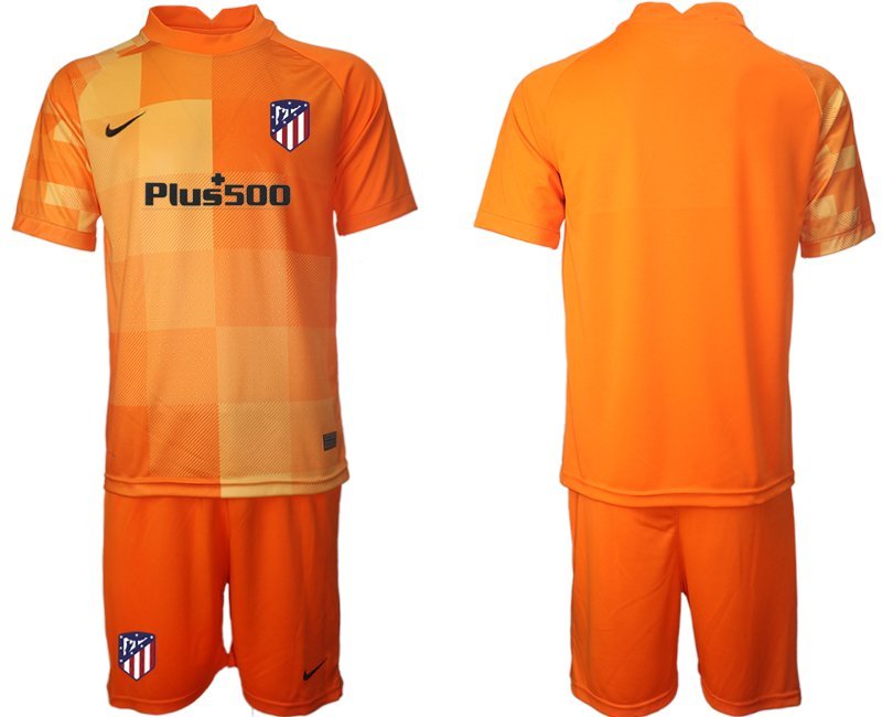 Personalisierbar Atlético Madrid Torwarttrikot Orange Trikotsatz Kurzarm + Kurze Hosen