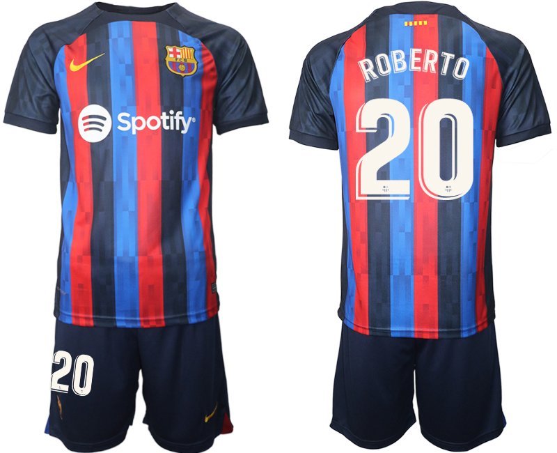 ROBERTO 20 FC Barcelona 2022/23 Heimtrikot dunkles Blau Trikotsatz Kurzarm Herren