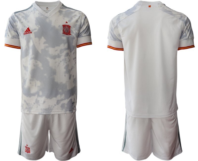 Spanien Trikot Away EM 2021 Weiss Kurzarm + Kurze Hosen