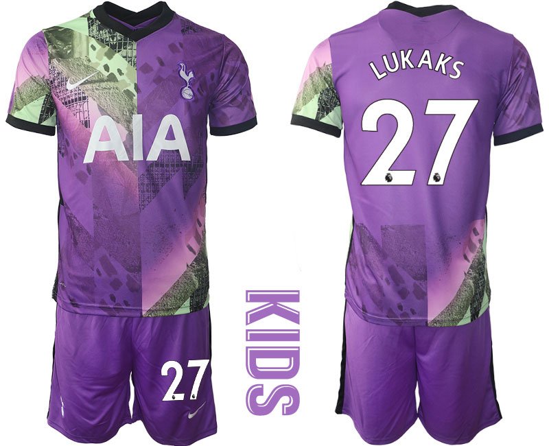 Tottenham Drittes Trikot 2021-22 Kinder Trikotsatz Kurzarm mit Aufdruck Lukaks 27