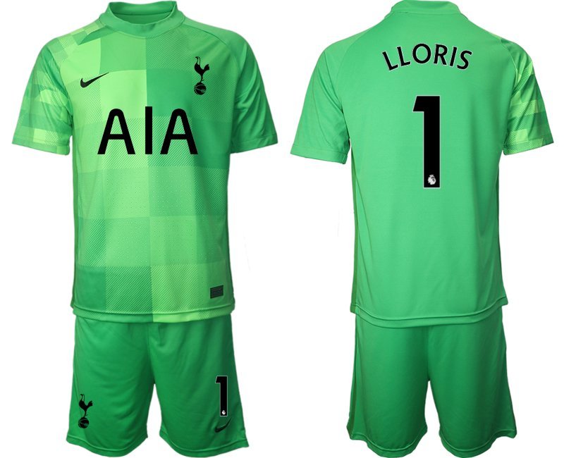 Tottenham Hotspur 2021/22 Torwarttrikot grün Trikotsatz Kurzarm + Kurze Hosen mit Aufdruck LLORIS 1