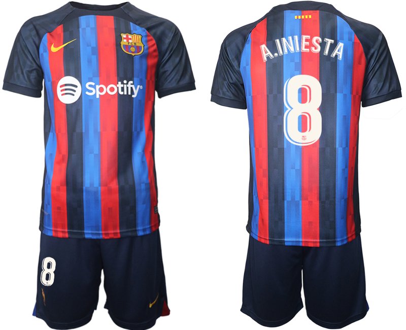 A.Iniesta 8 FC Barcelona 2022/23 Heimtrikot dunkles Blau Herren Trikotsatz Kurzarm