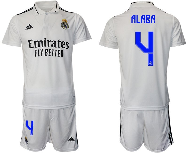 Alaba 4 Real Madrid Heimtrikot 2022-2023 weiß Trikotsatz Herren Kurzarm + Kurze Hosen