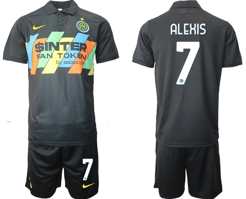 Alexis 7 Inter Mailand Ausweichtrikot 2021-22 schwarz Trikotsatz 3rd Trikot Herren