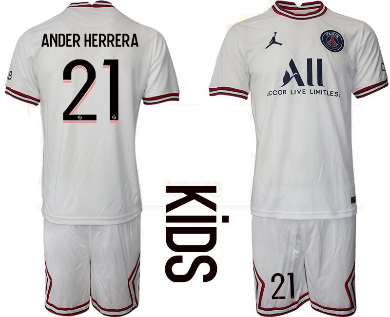 Ander Herrera 21 Paris Saint-Germain 4th Trikot 2021/22 PSG Fußballtrikots Kinder