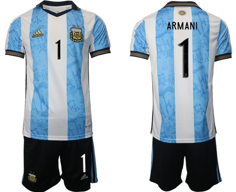 Argentinien World Cup Heimtrikot weiss blau WM-Trikot 2022 mit Aufdruck Armani 1