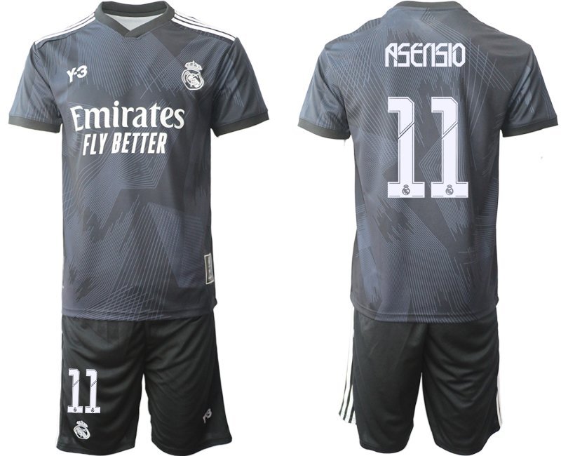 Asensio 11 Y-3 Real Madrid 4th Fußballtrikot schwarz für die Saison 2021-2022 Herren