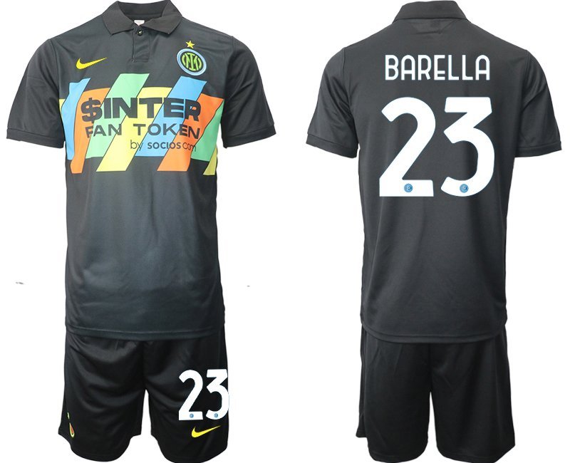 Barella 23 Inter Mailand Ausweichtrikot 2021-22 Herren schwarz Trikotsatz 3rd Trikot