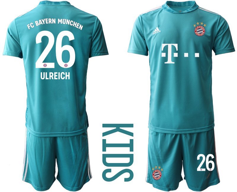 Bayern München 2020-2021 Torwart-Heimtrikot blau Kinder Trikotsatz mit Aufdruck Ulreich 26