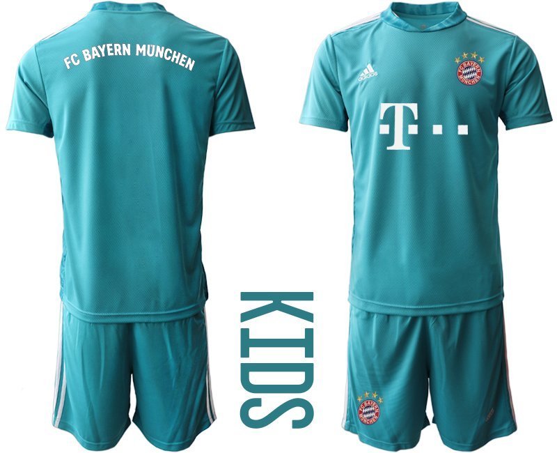 Bayern München 2020-2021 blau Torwart-Heimtrikot Lab Green Trikotsatz Kinder