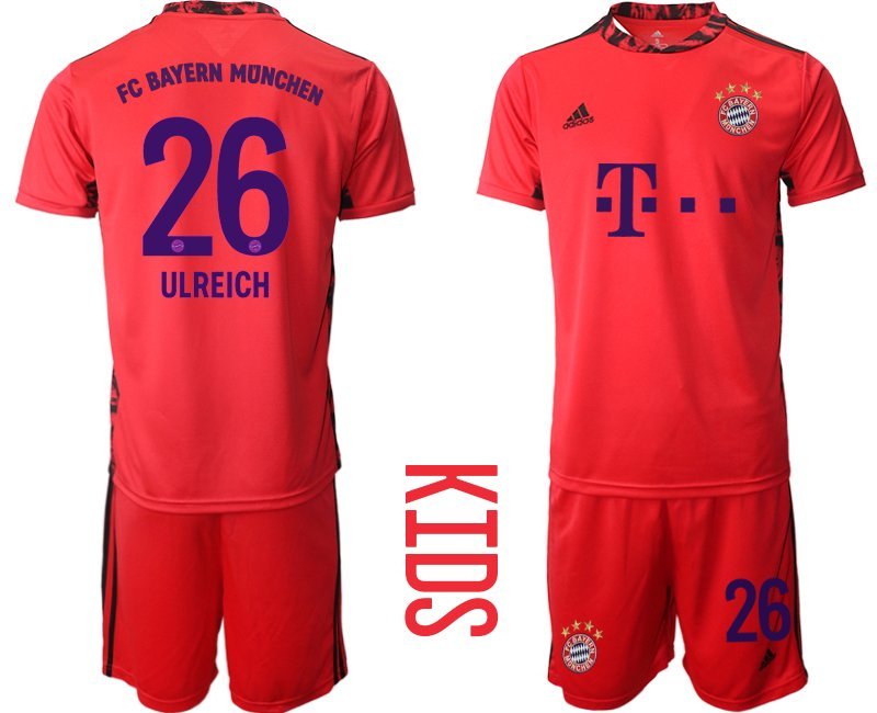 Bayern Munich Torwarttrikot Sven Ulreich #26 Kinder rot Trikotsatz Kurzarm + Kurze Hosen