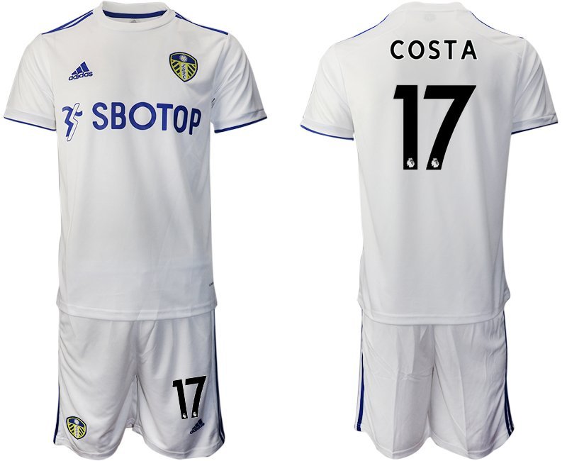 COSTA 17 Leeds United Heimtrikot 2020-21 weiß blauen Trikotsatz Kurzarm + Kurze Hosen Herren